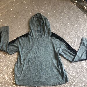 Gray Hooded Sweater with Black Accents